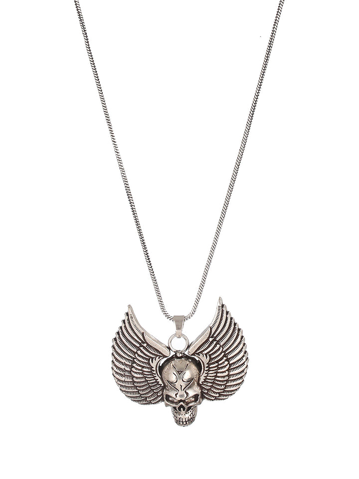 Skull got Wings Silver-Plated Pendant Chain for Men