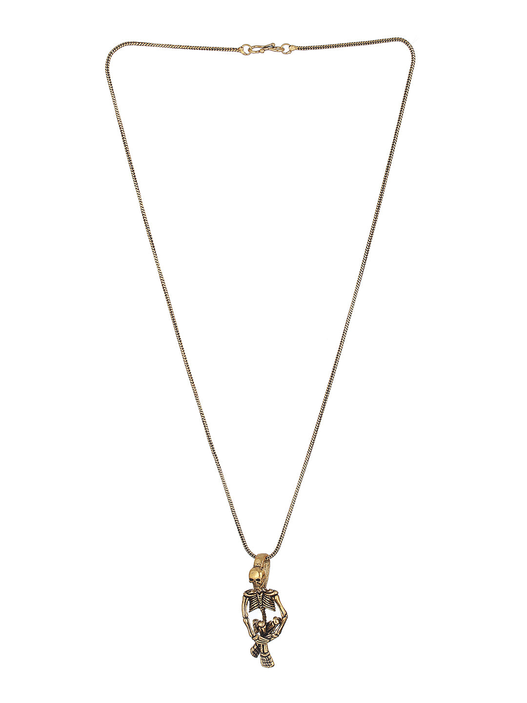 Bold by Priyaasi Sitting Skeleton Gold-Plated Pendant Chain for Men