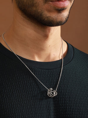 Bold by Priyaasi Thorned Ring Silver-Plated Pendant Chain for Men