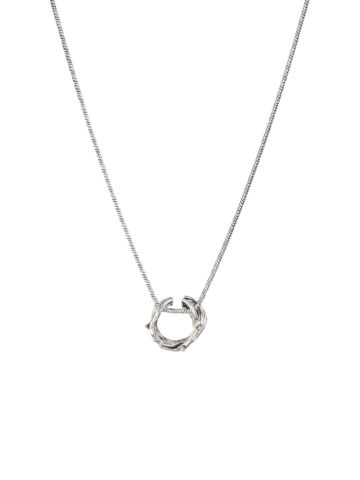 Bold by Priyaasi Thorned Ring Silver-Plated Pendant Chain for Men