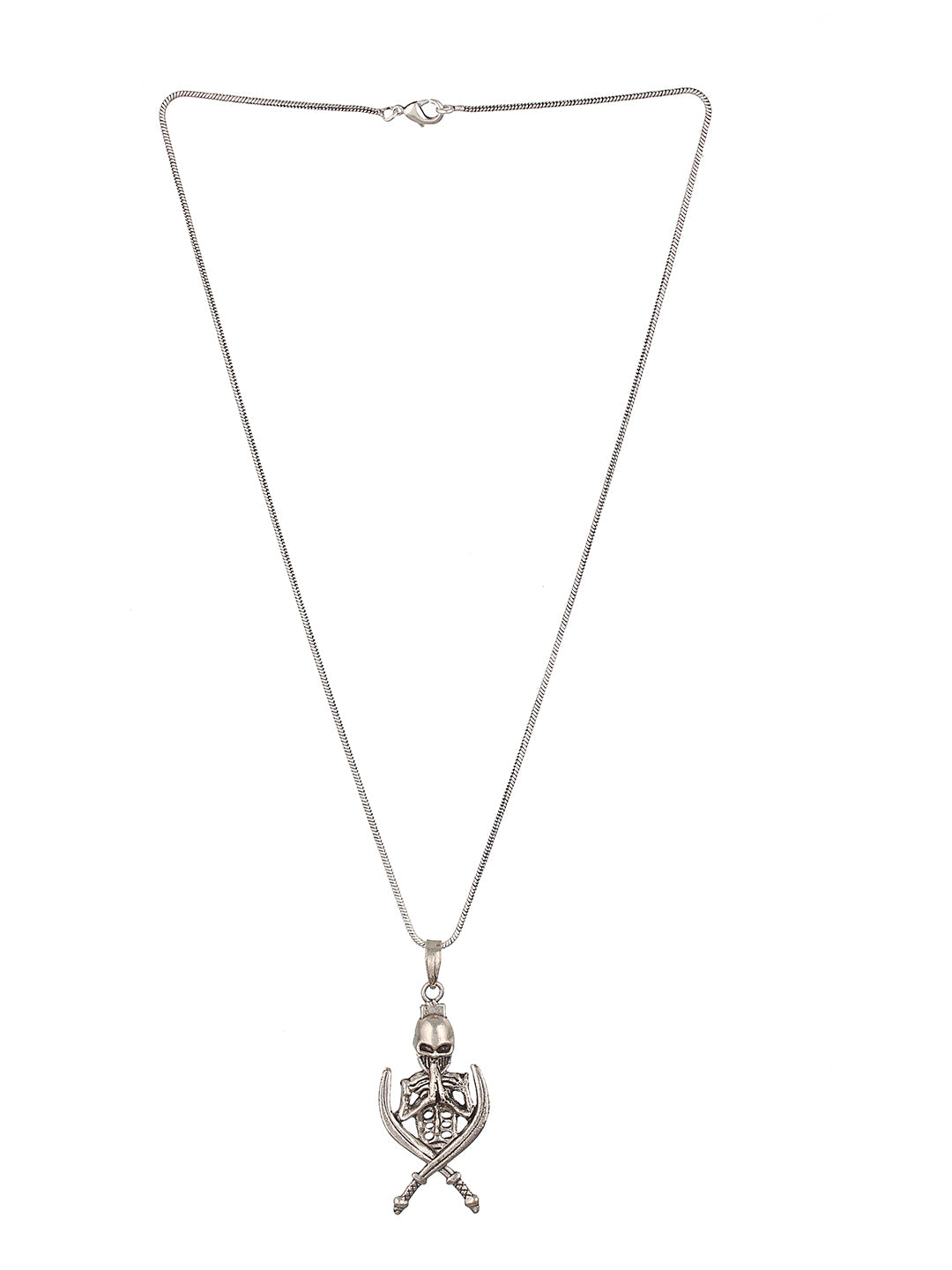 Sworded Skeleton Silver-Plated Pendant Chain for Men