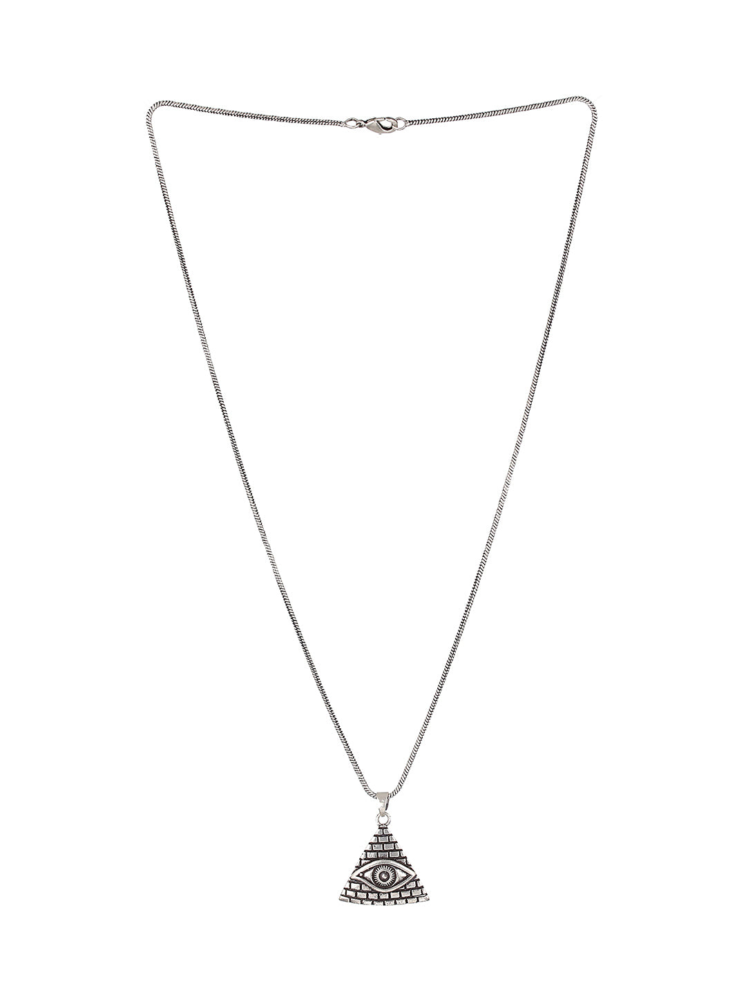 Bold by Priyaasi Triangle Eye Silver-Plated Pendant Chain for Men