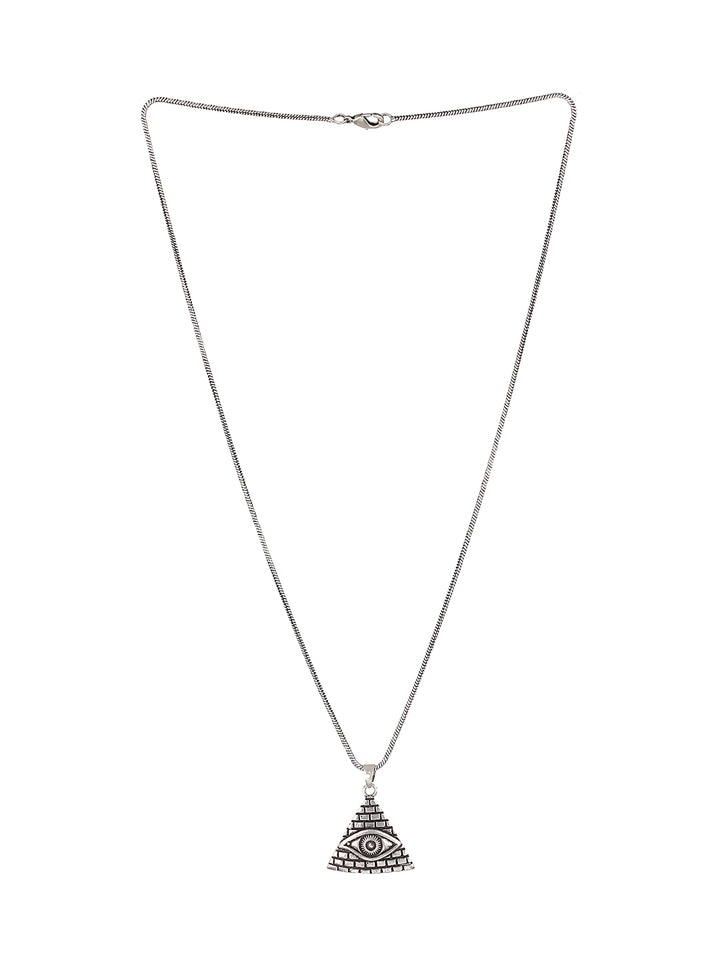 Bold by Priyaasi Triangle Eye Silver-Plated Pendant Chain for Men