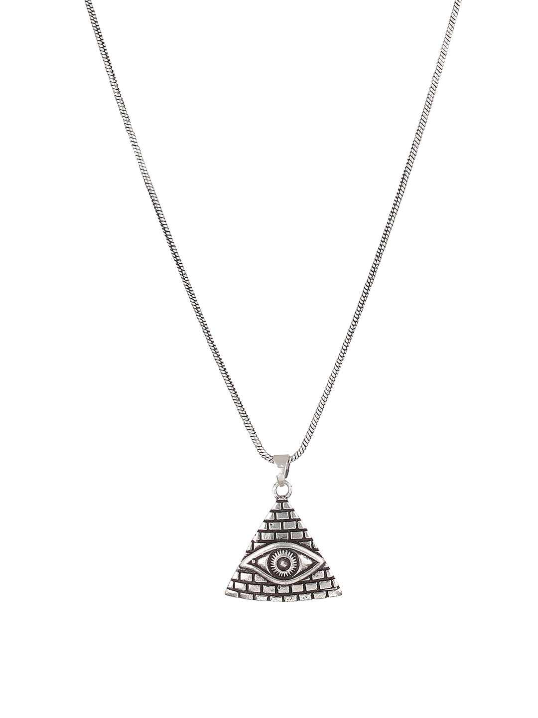 Bold by Priyaasi Triangle Eye Silver-Plated Pendant Chain for Men