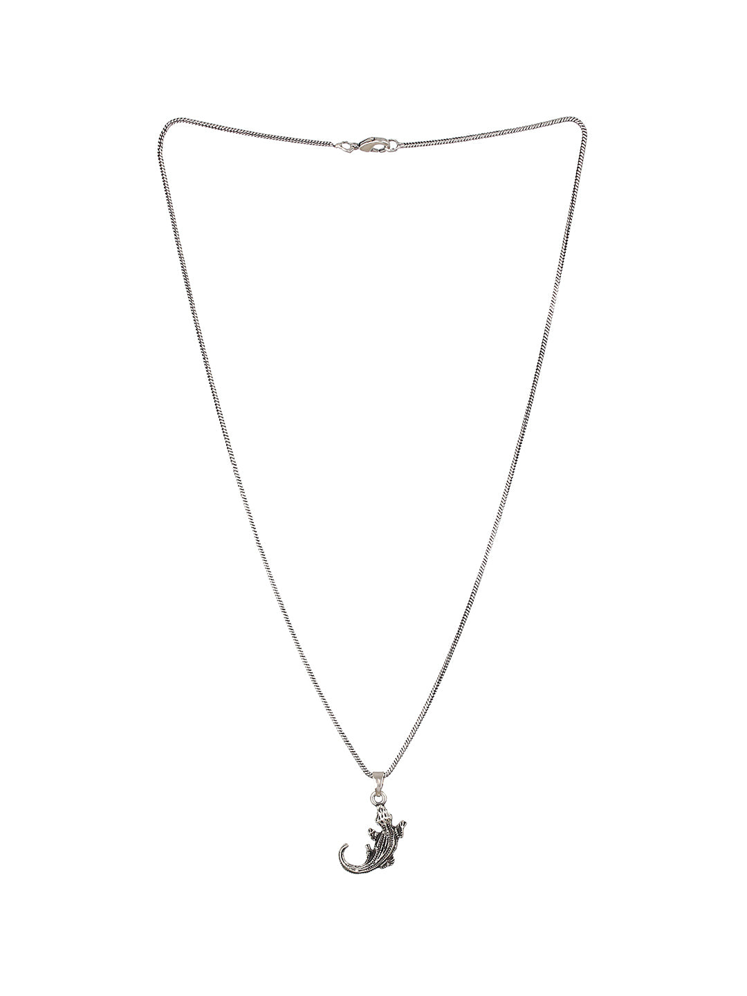 Bold by Priyaasi Crawling Lizard Silver-Plated Pendant Chain for Men