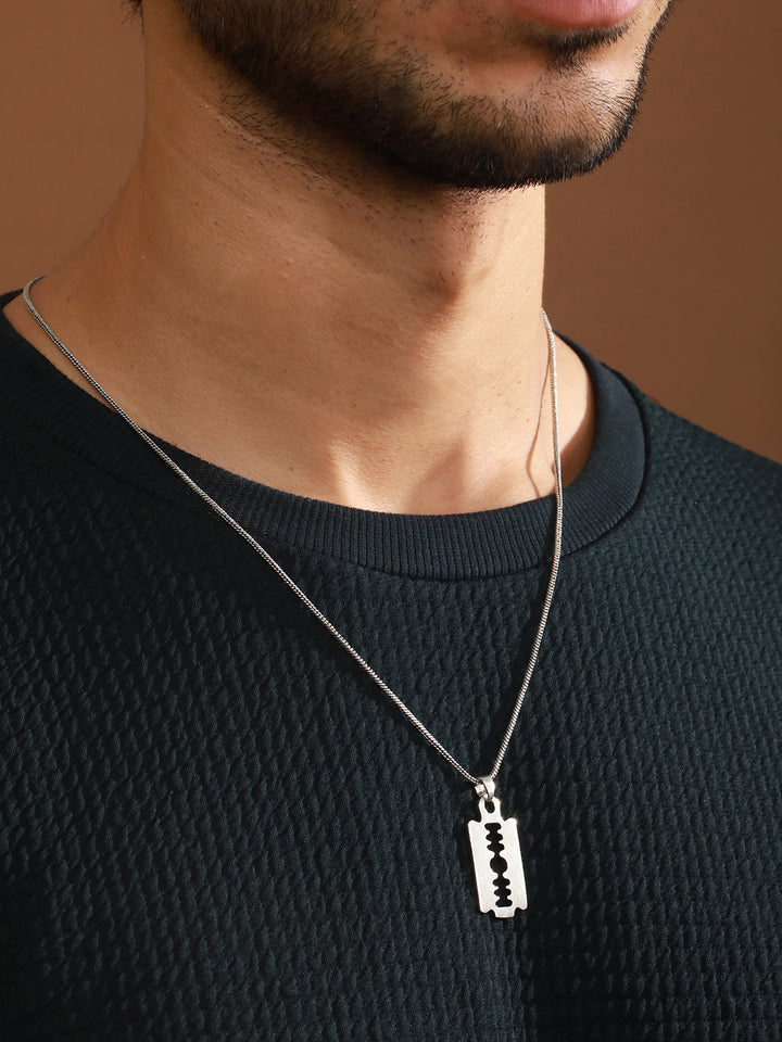 Bold by Priyaasi Shiny Blade Silver-Plated Pendant Chain for Men