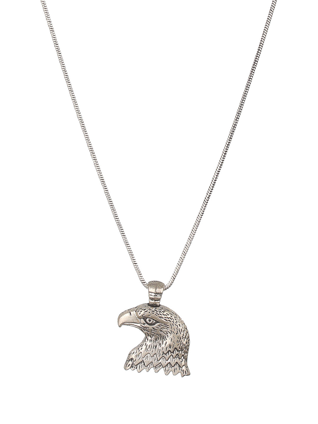 Bold by Priyaasi Eagle Head Silver-Plated Pendant Chain for Men