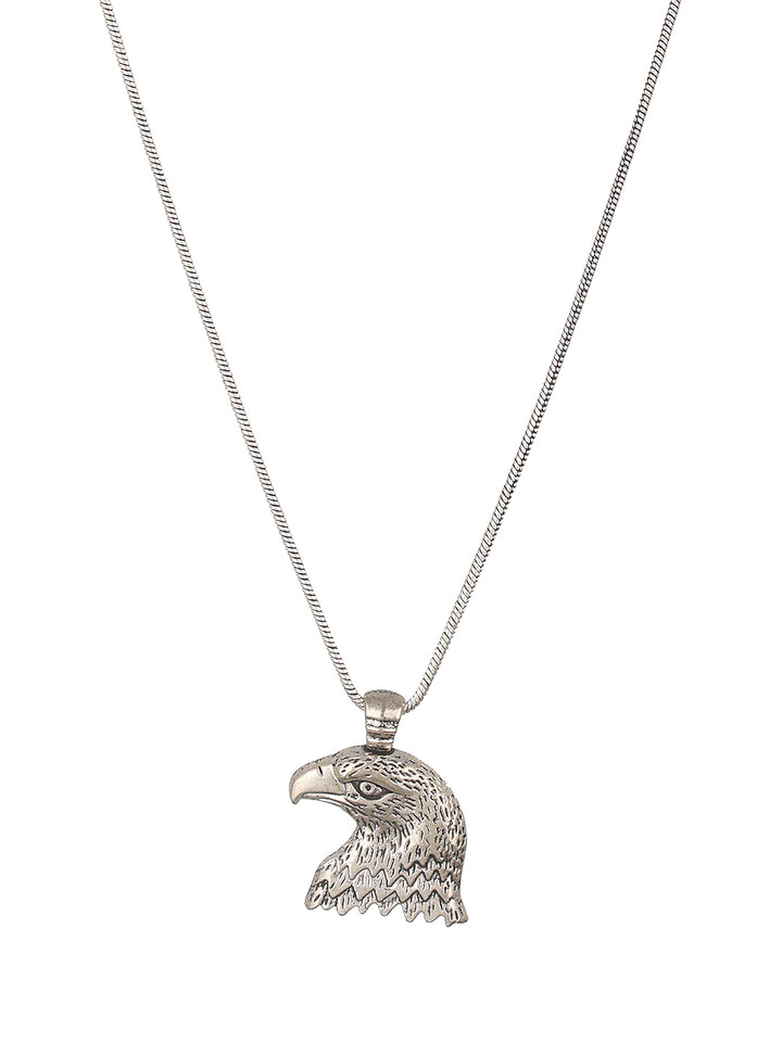 Bold by Priyaasi Eagle Head Silver-Plated Pendant Chain for Men