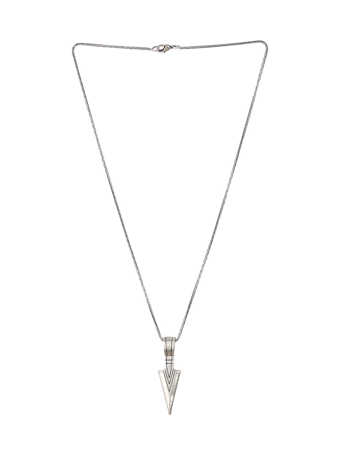 Bold by Priyaasi Striped Arrow Silver-Plated Pendant Chain for Men