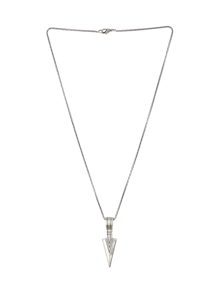Bold by Priyaasi Striped Arrow Silver-Plated Pendant Chain for Men