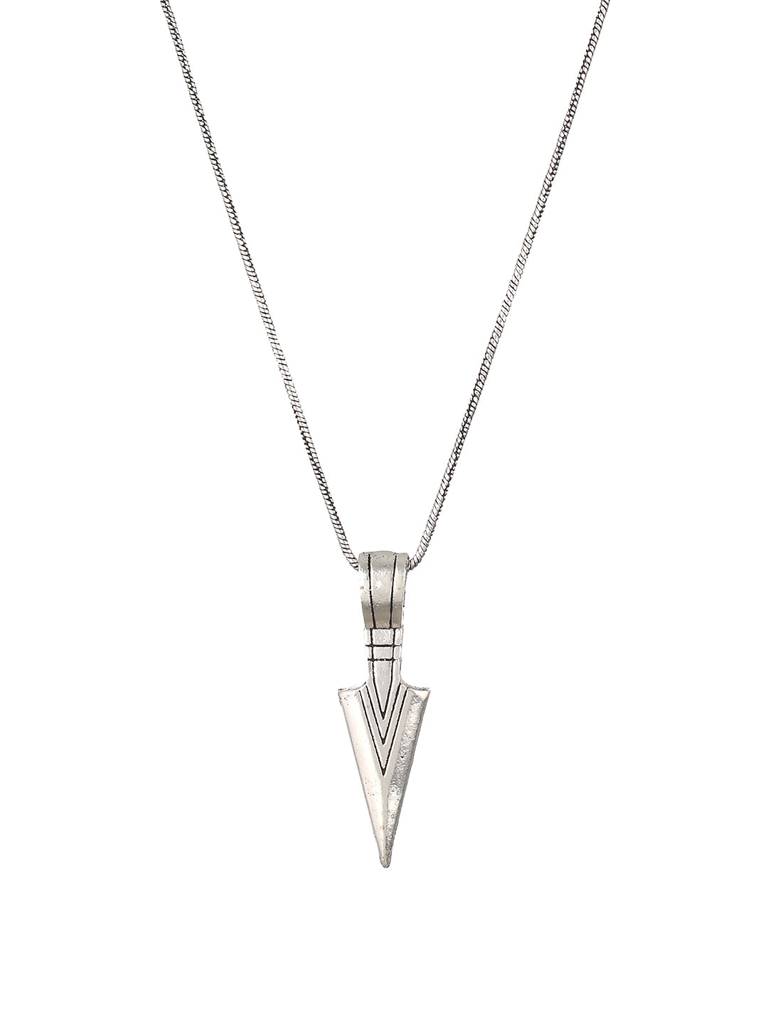 Bold by Priyaasi Striped Arrow Silver-Plated Pendant Chain for Men