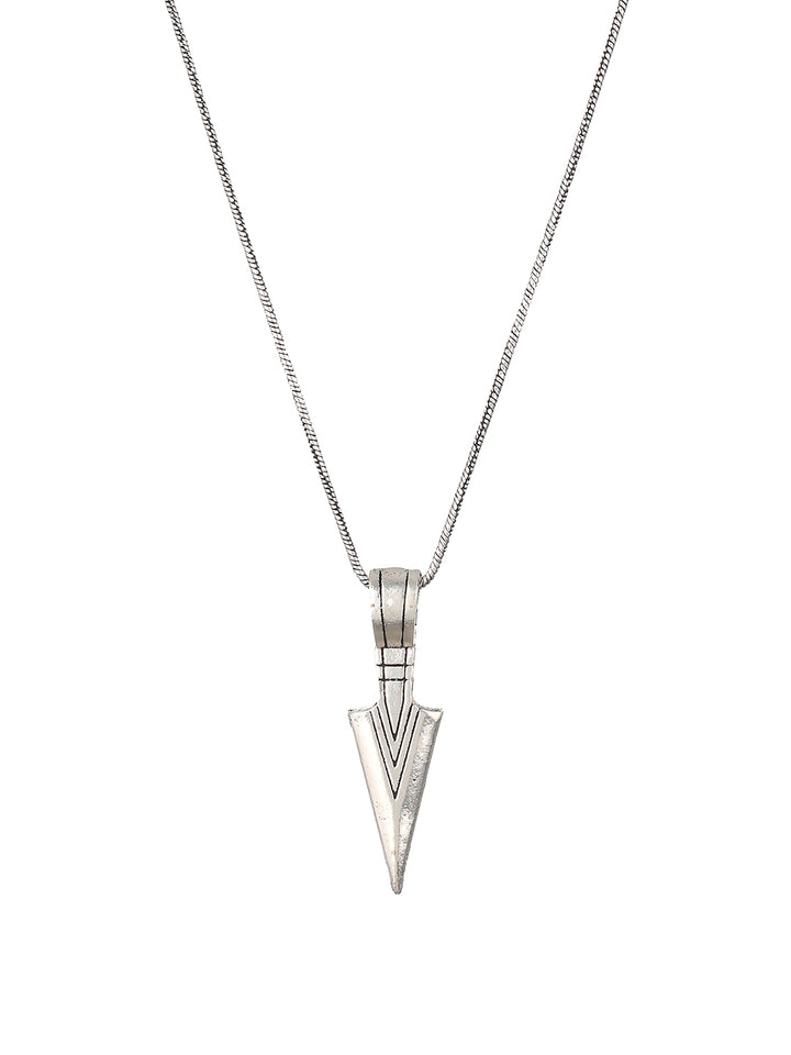 Bold by Priyaasi Striped Arrow Silver-Plated Pendant Chain for Men