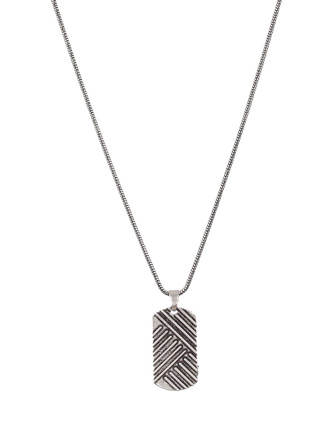 Bold by Priyaasi Lined Tag Silver-Plated Pendant Chain for Men