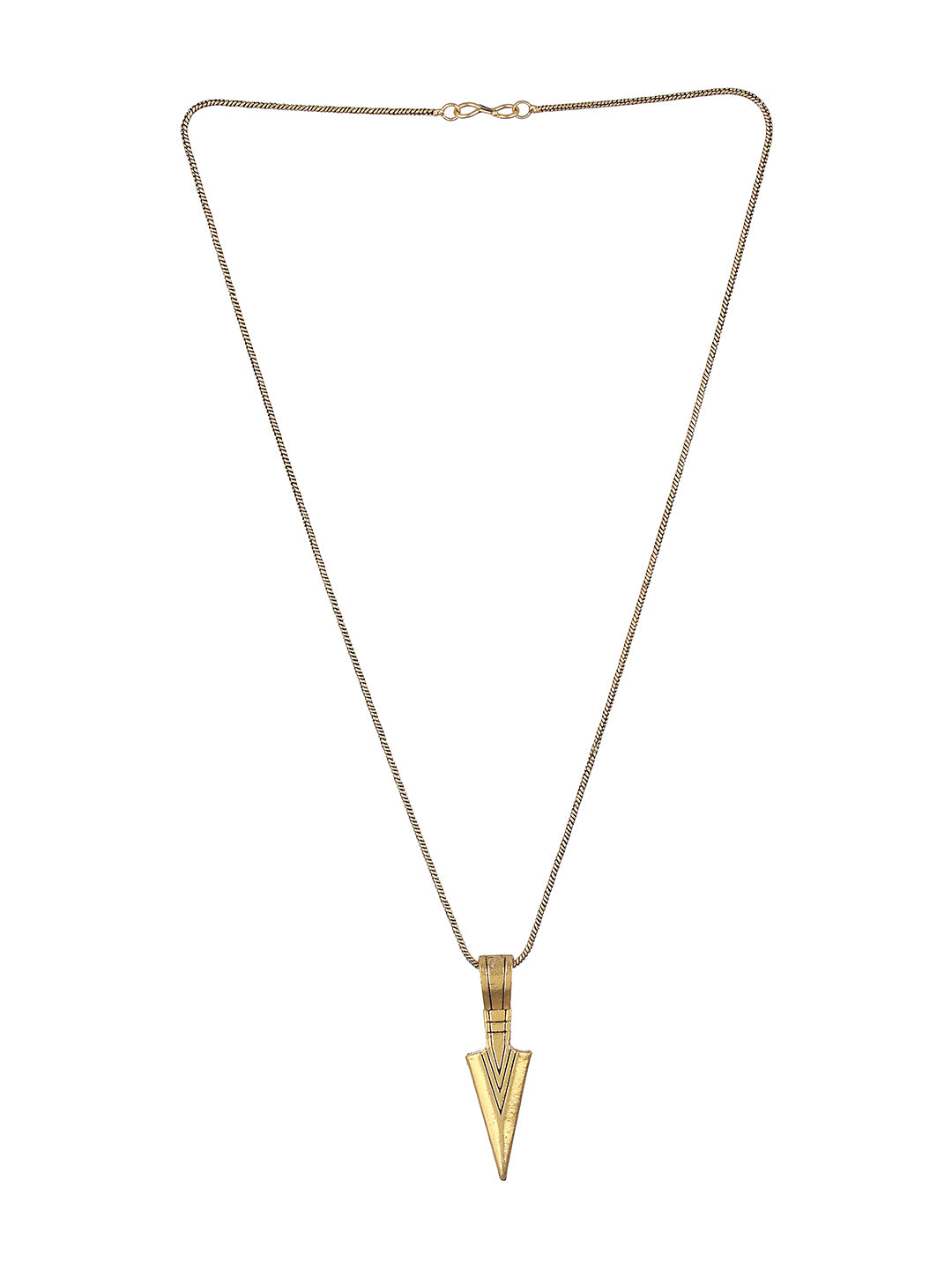 Bold by Priyaasi Striped Arrow Gold-Plated Pendant Chain for Men