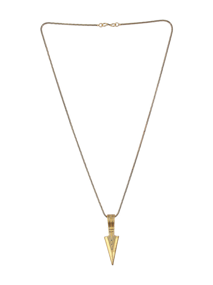 Bold by Priyaasi Striped Arrow Gold-Plated Pendant Chain for Men