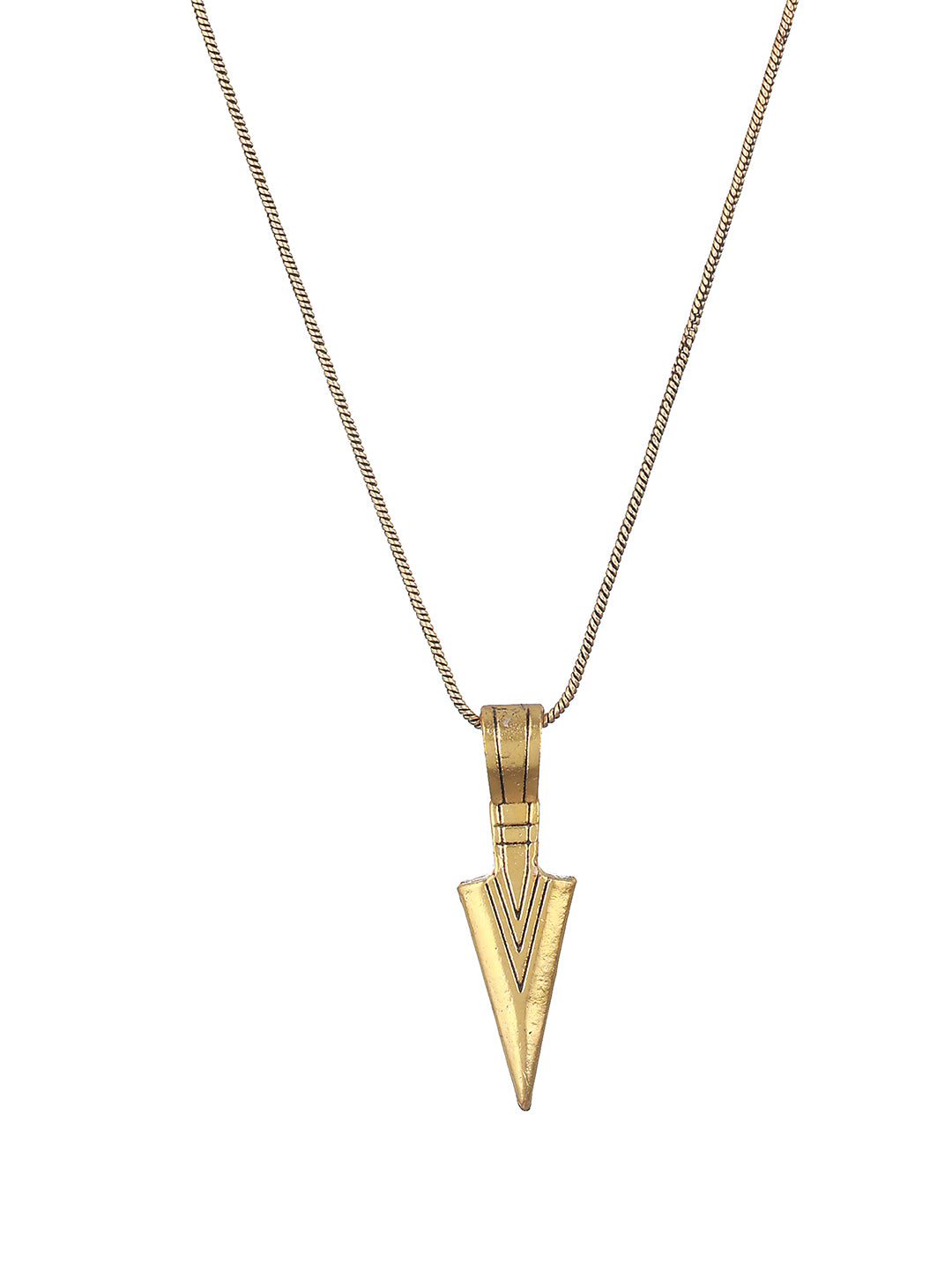 Bold by Priyaasi Striped Arrow Gold-Plated Pendant Chain for Men