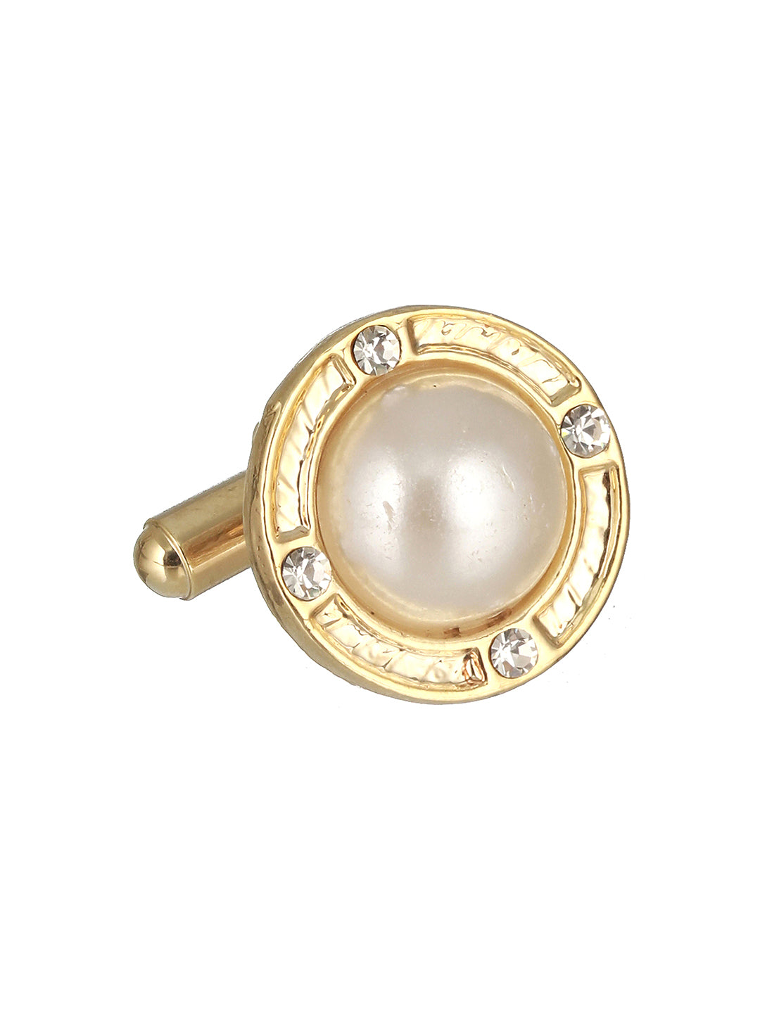 Bold by Priyaasi White Pearl Studded Gold-Plated Cufflinks for Men