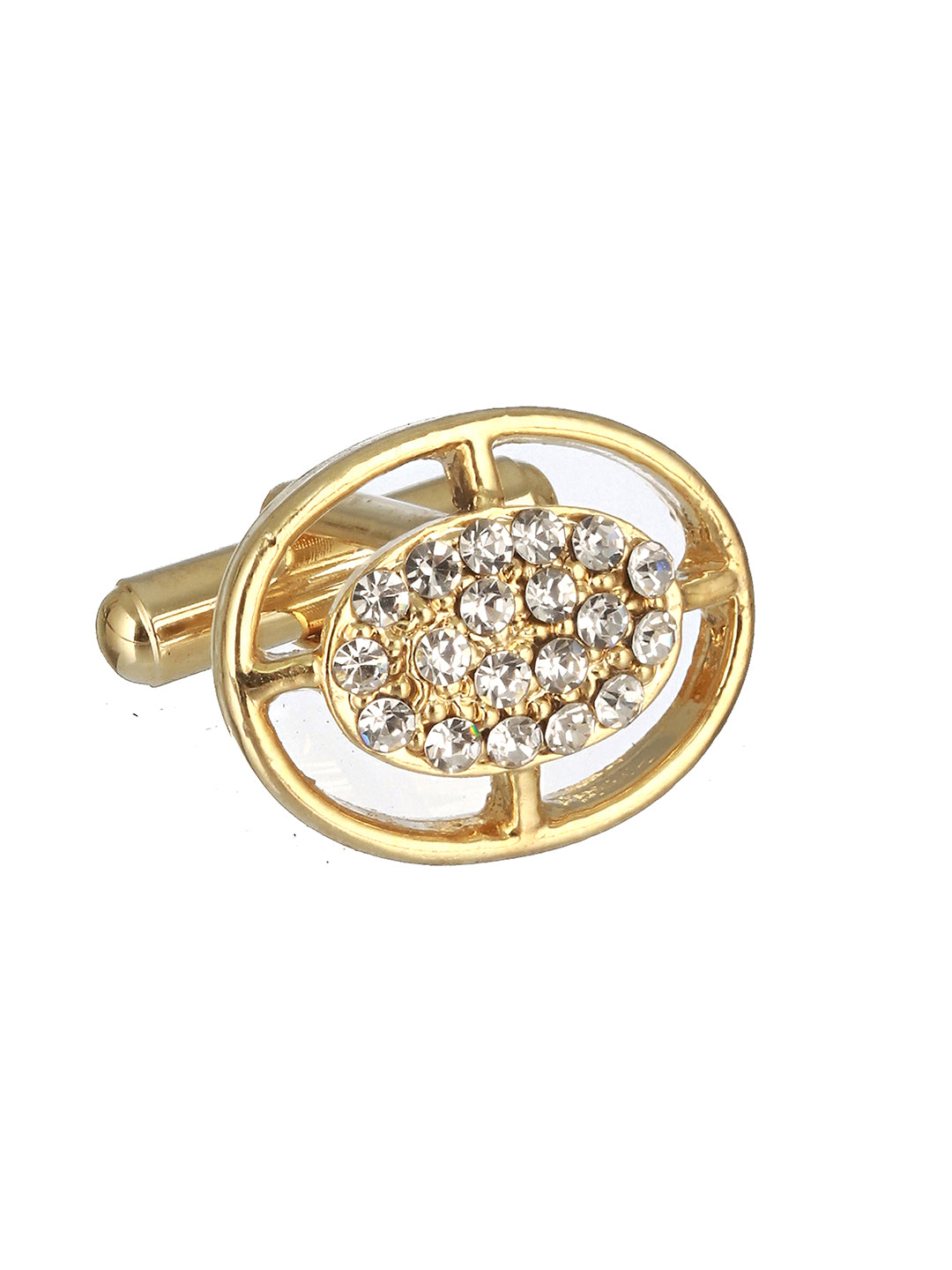 Bold by Priyaasi Studded Halo Circle Gold-Plated Cufflinks for Men