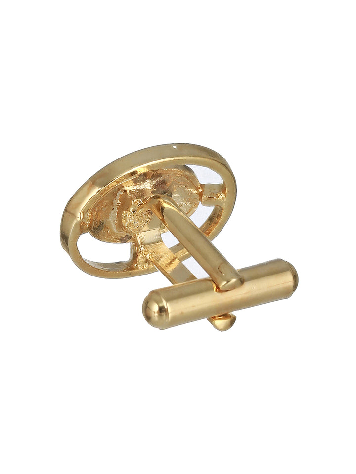 Bold by Priyaasi Studded Halo Circle Gold-Plated Cufflinks for Men