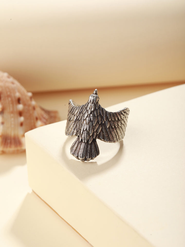 Bold by Priyaasi Eagle Silver-Plated Adjustable Ring for Men