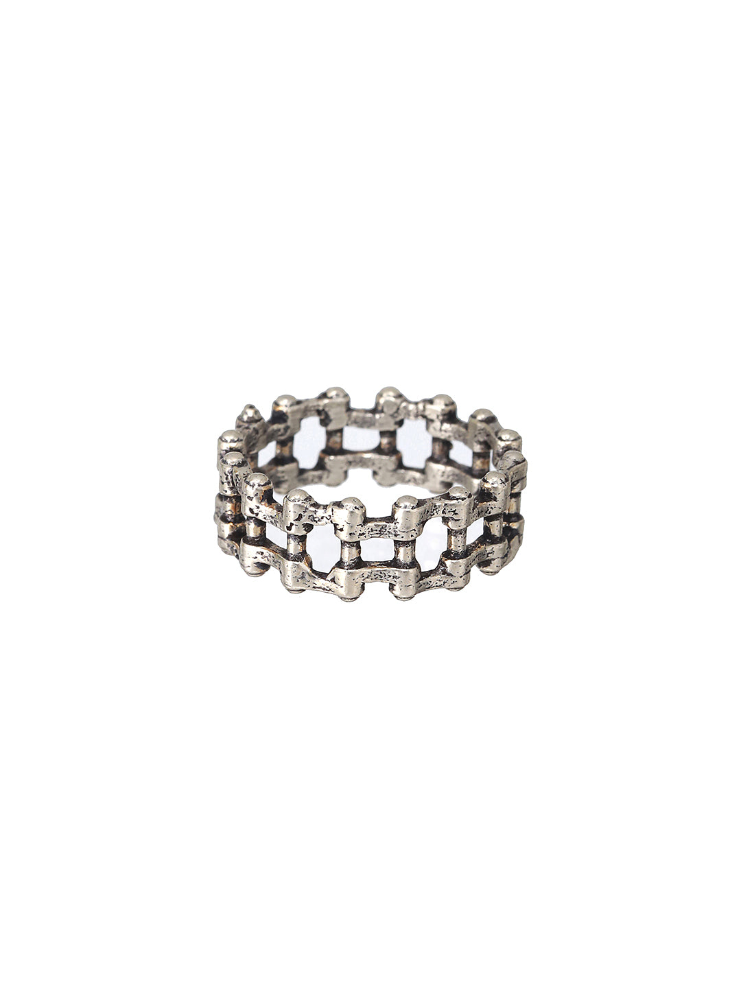 Bold by Priyaasi Crank Chain Band Silver-Plated Ring for Men