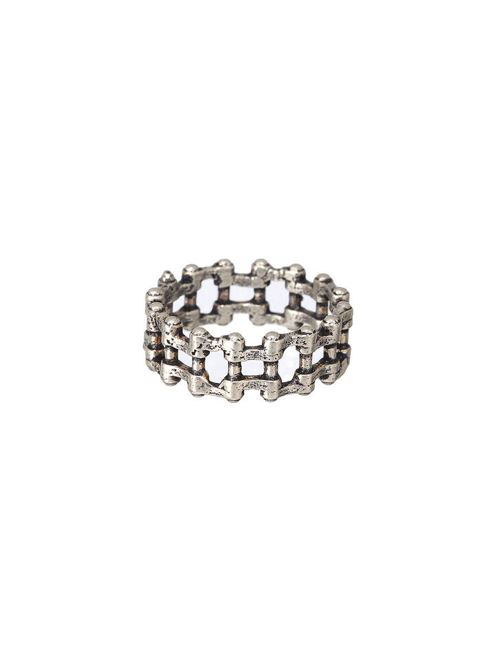 Bold by Priyaasi Crank Chain Band Silver-Plated Ring for Men