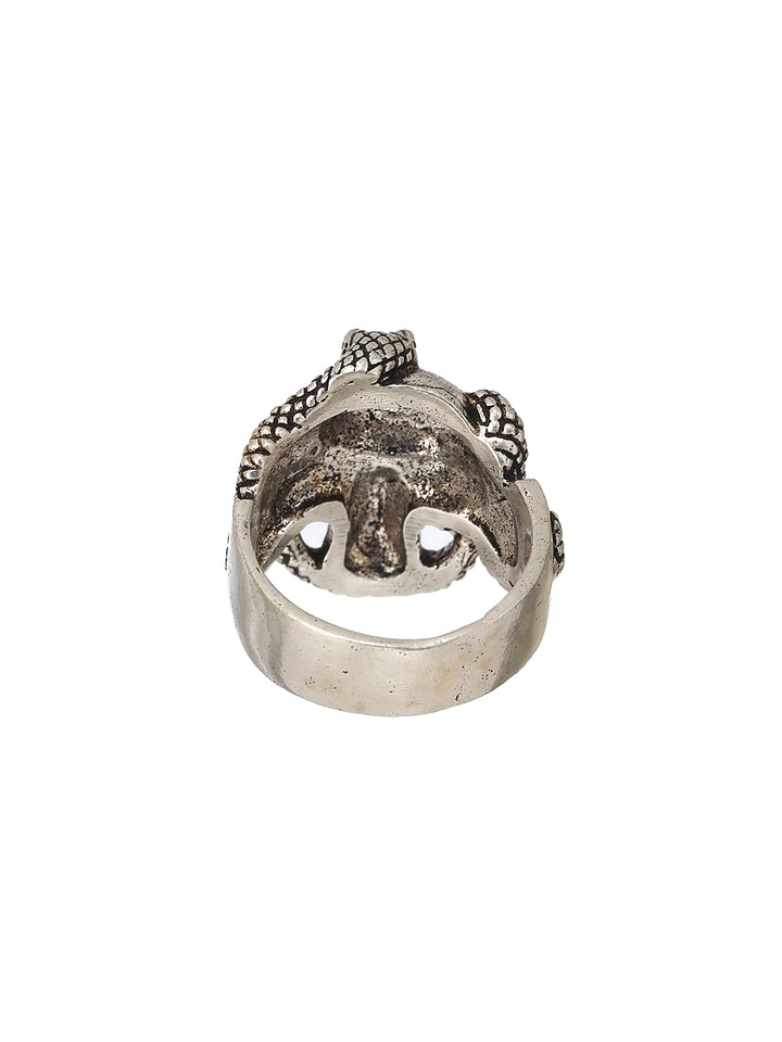 Bold by Priyaasi Snaky Skull Silver-Plated Ring for Men