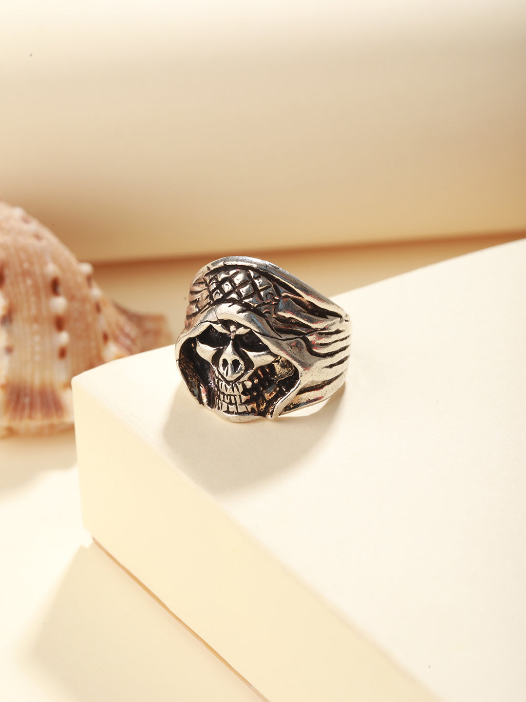 Bold by Priyaasi Crowned Skull Silver-Plated Ring for Men