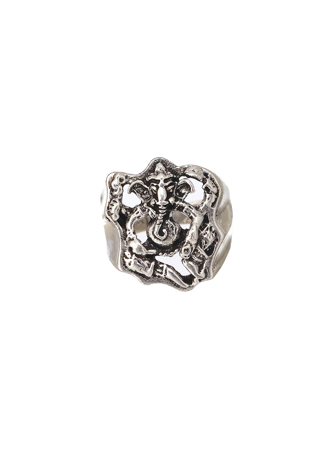 Bold by Priyaasi Lord Ganesha Silver-Plated Ring for Men