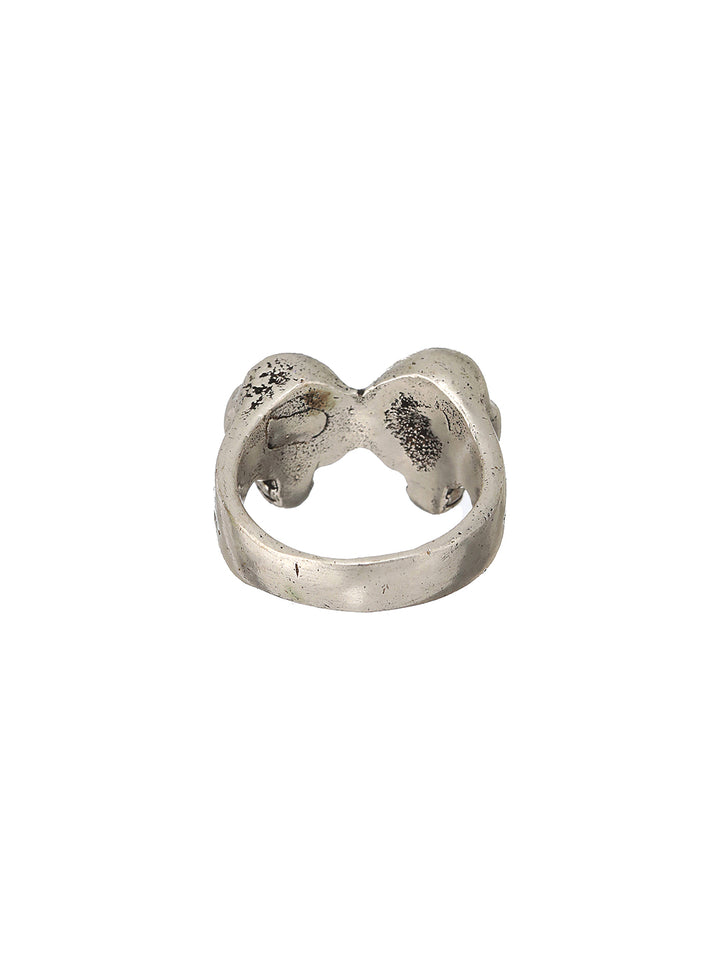 Bold by Priyaasi Twin Skulls Silver-Plated Ring for Men