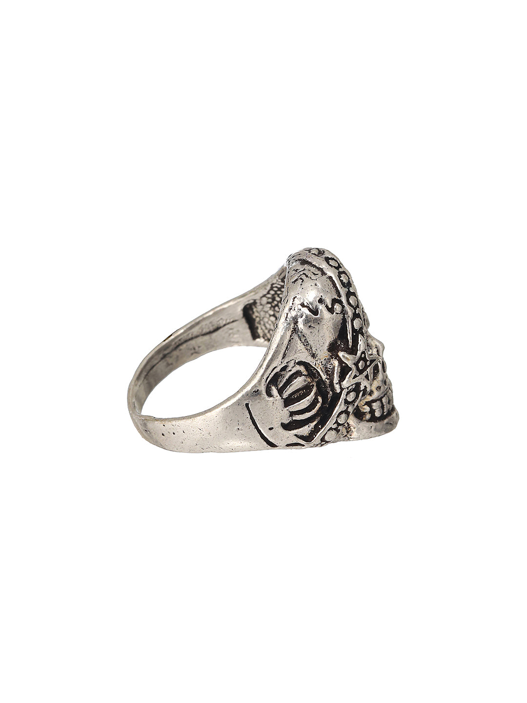 Bold by Priyaasi Happy Skull Silver-Plated Ring for Men