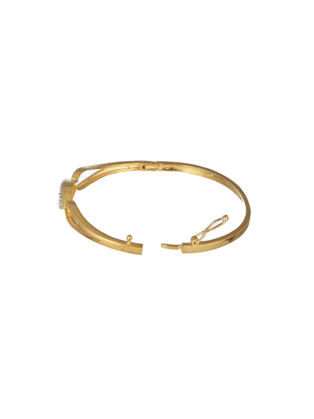 Elegant Leaf American Diamond Gold-Plated Bracelet