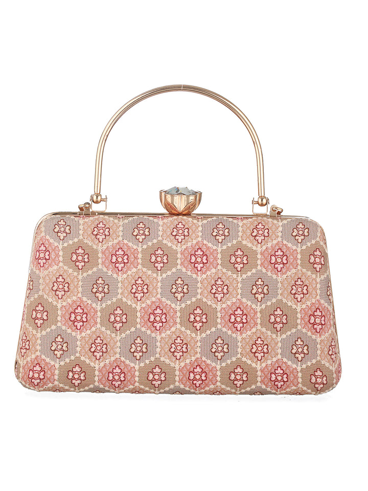 Flo-Hex Fling Subtle Multicolor Gold Embroidered Clutch