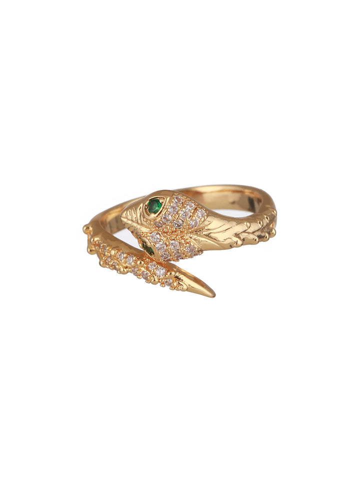 Prita by Priyaasi Gold Plated Snake Bracelet & Ring Set