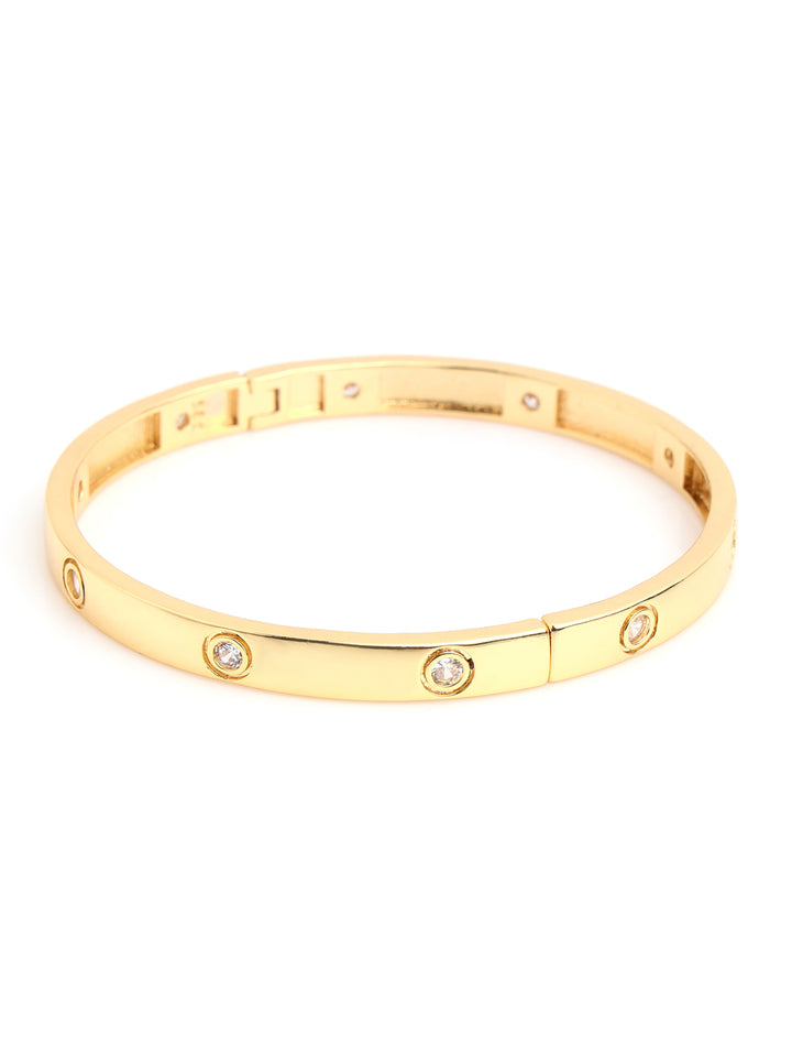 Prita by Priyaasi Chic Studded Band Style Gold-Plated Bracelet