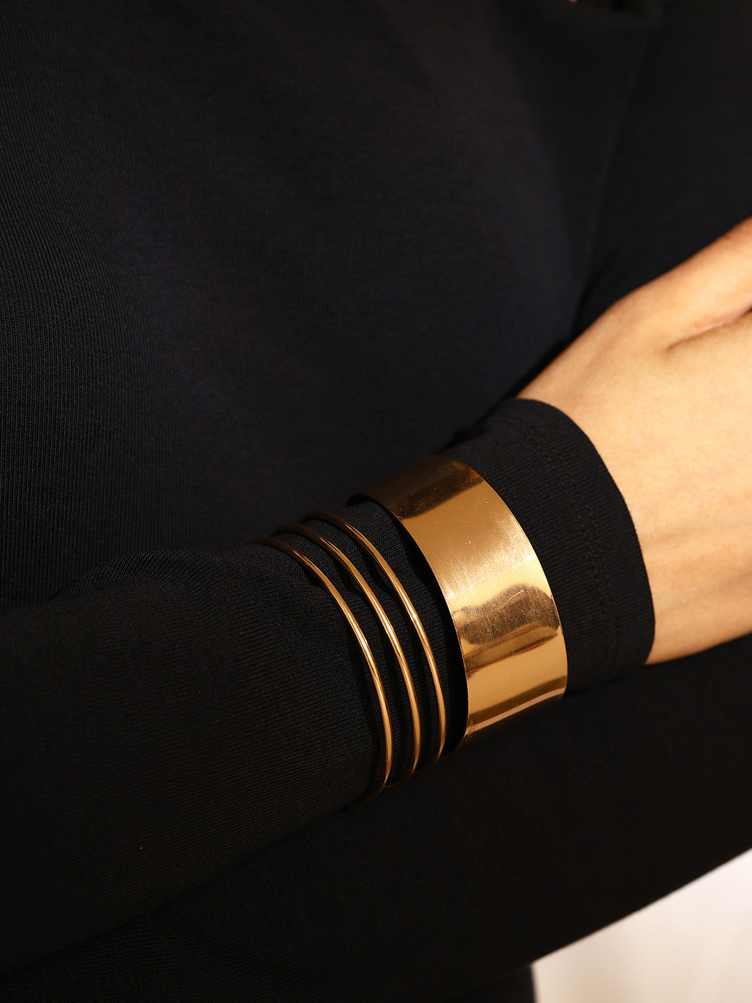 Priyaasi Gold Plated Metal Coil Adjustable Cuff Fashionary Bracelet