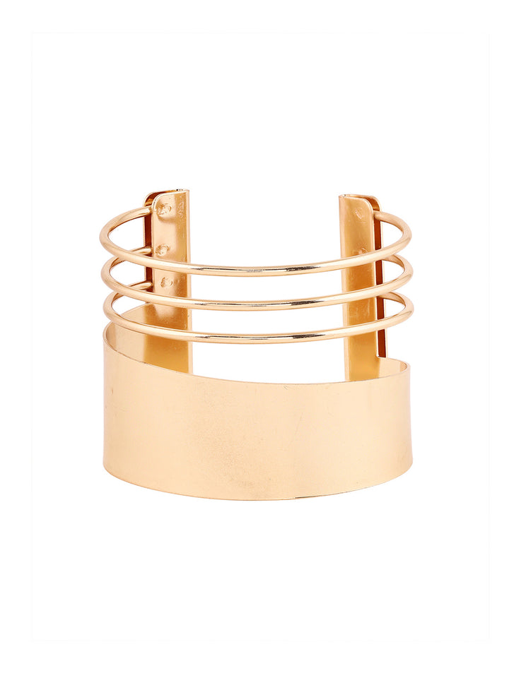 Priyaasi Gold Plated Metal Coil Adjustable Cuff Fashionary Bracelet