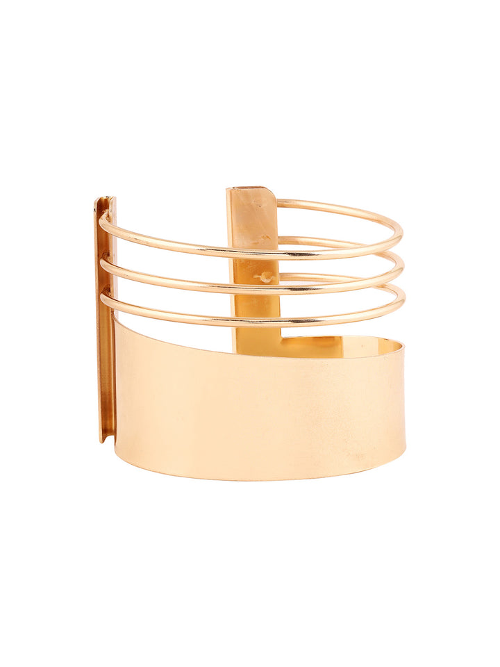 Priyaasi Gold Plated Metal Coil Adjustable Cuff Fashionary Bracelet