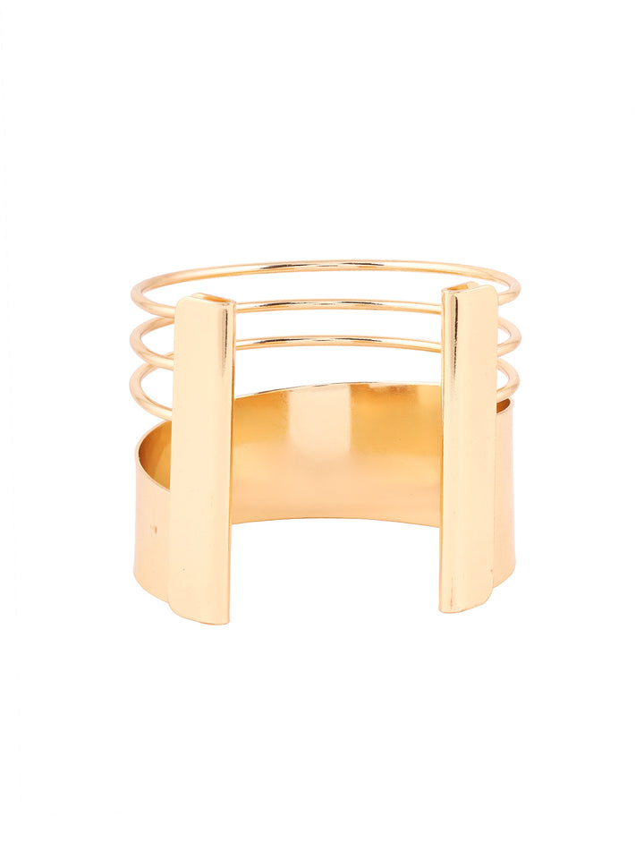 Priyaasi Gold Plated Metal Coil Adjustable Cuff Fashionary Bracelet