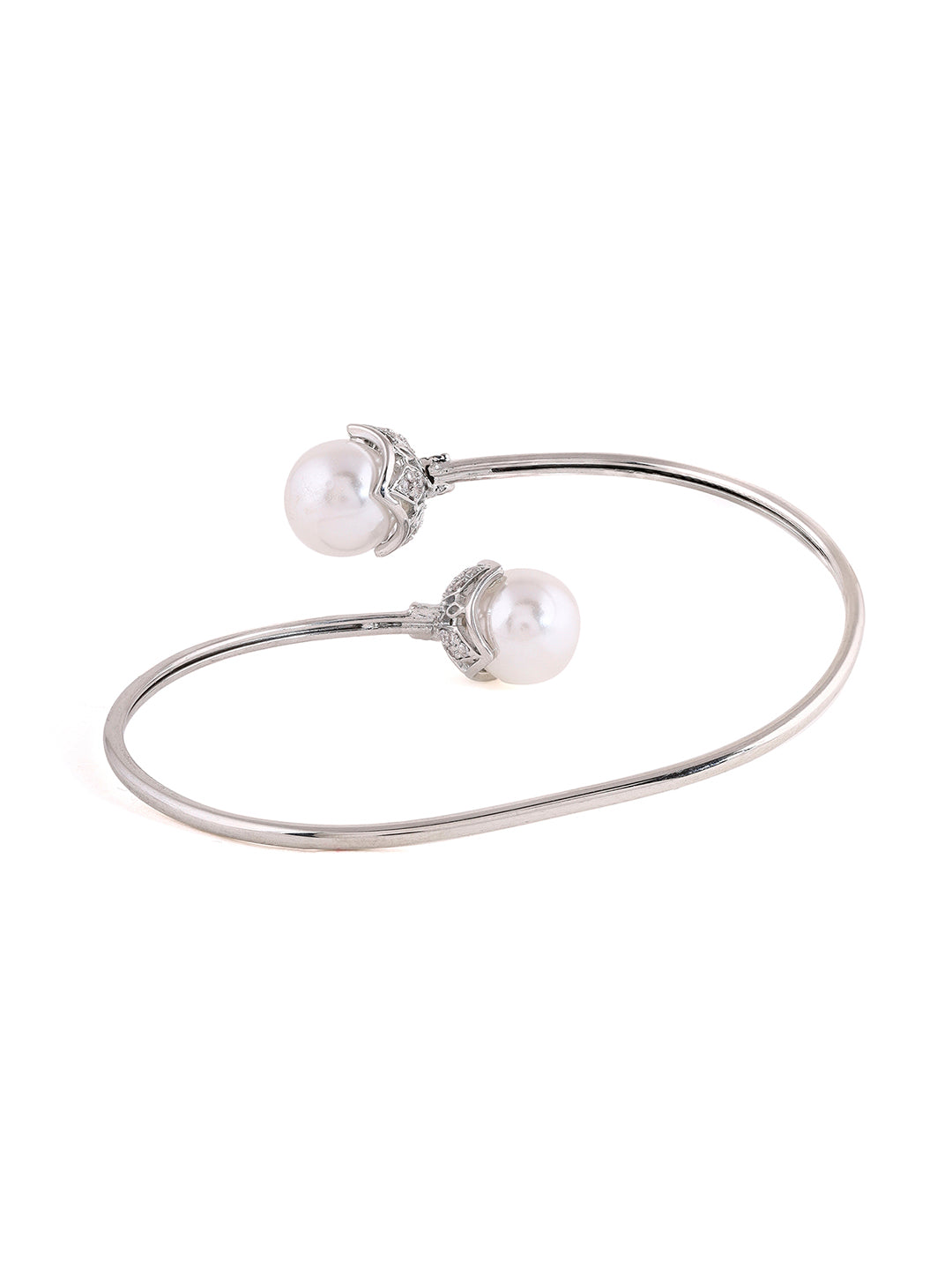 Prita Floral Pearl Silver Bracelet
