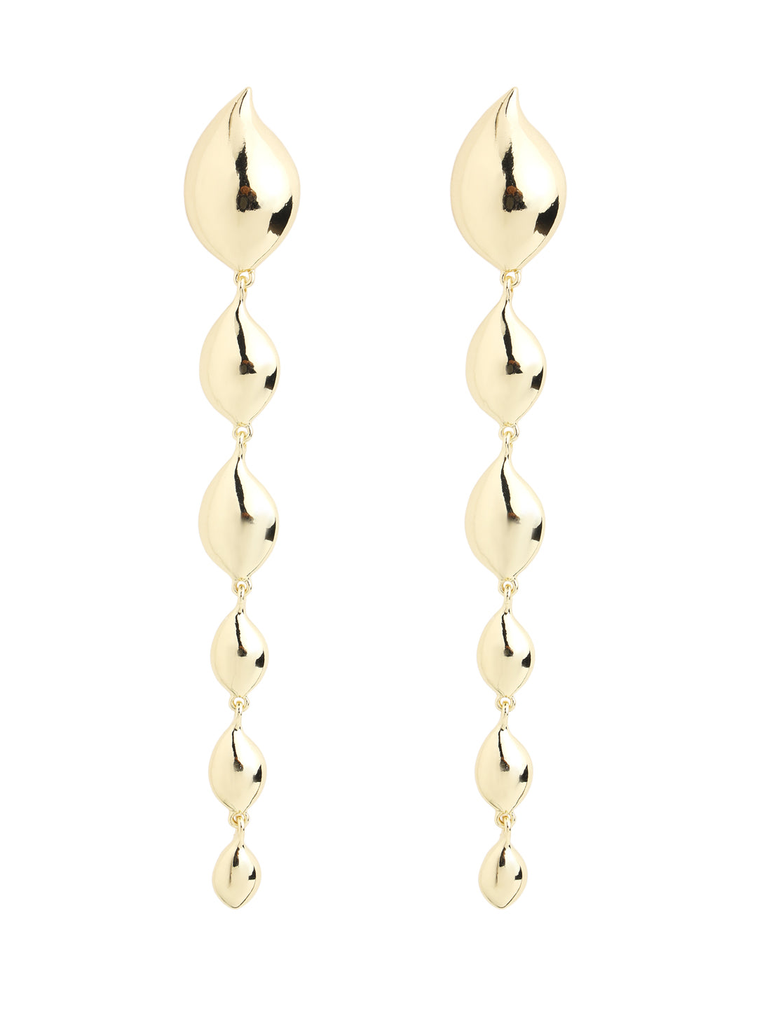 Prita by Priyaasi Long Leaf Drop Oversized Gold-Plated Earrings