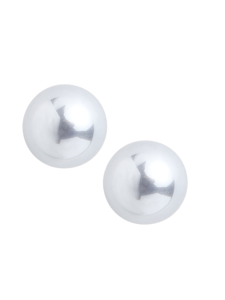 Prita by Priyaasi Shiny Sphere Pearl Oversized Silver-Plated Stud Earrings
