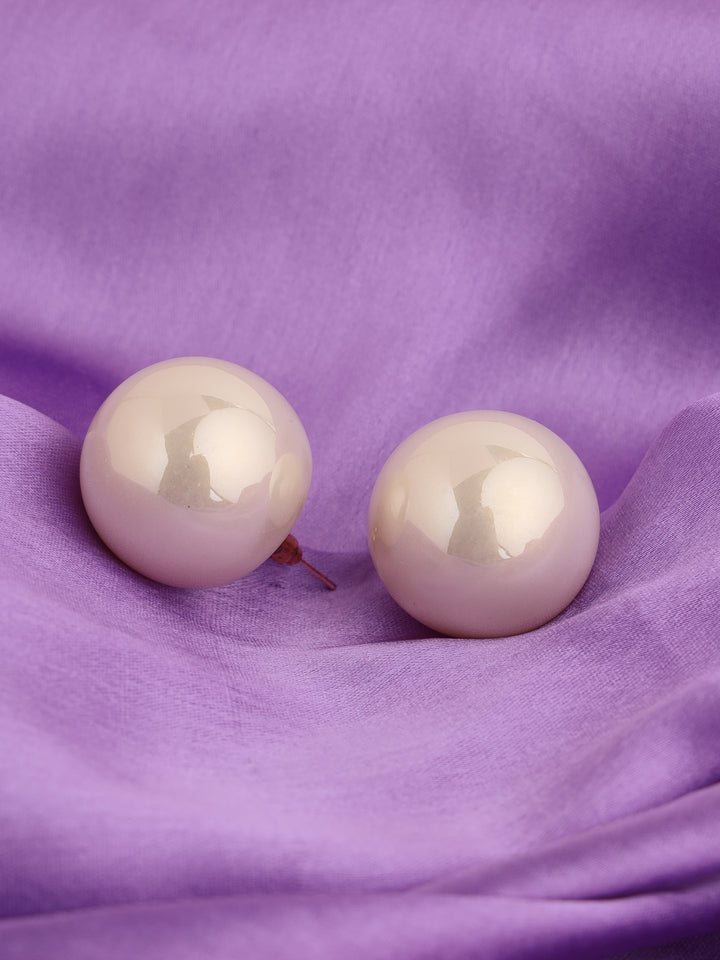 Prita by Priyaasi Off-White Pearl Oversized Silver-Plated Earrings