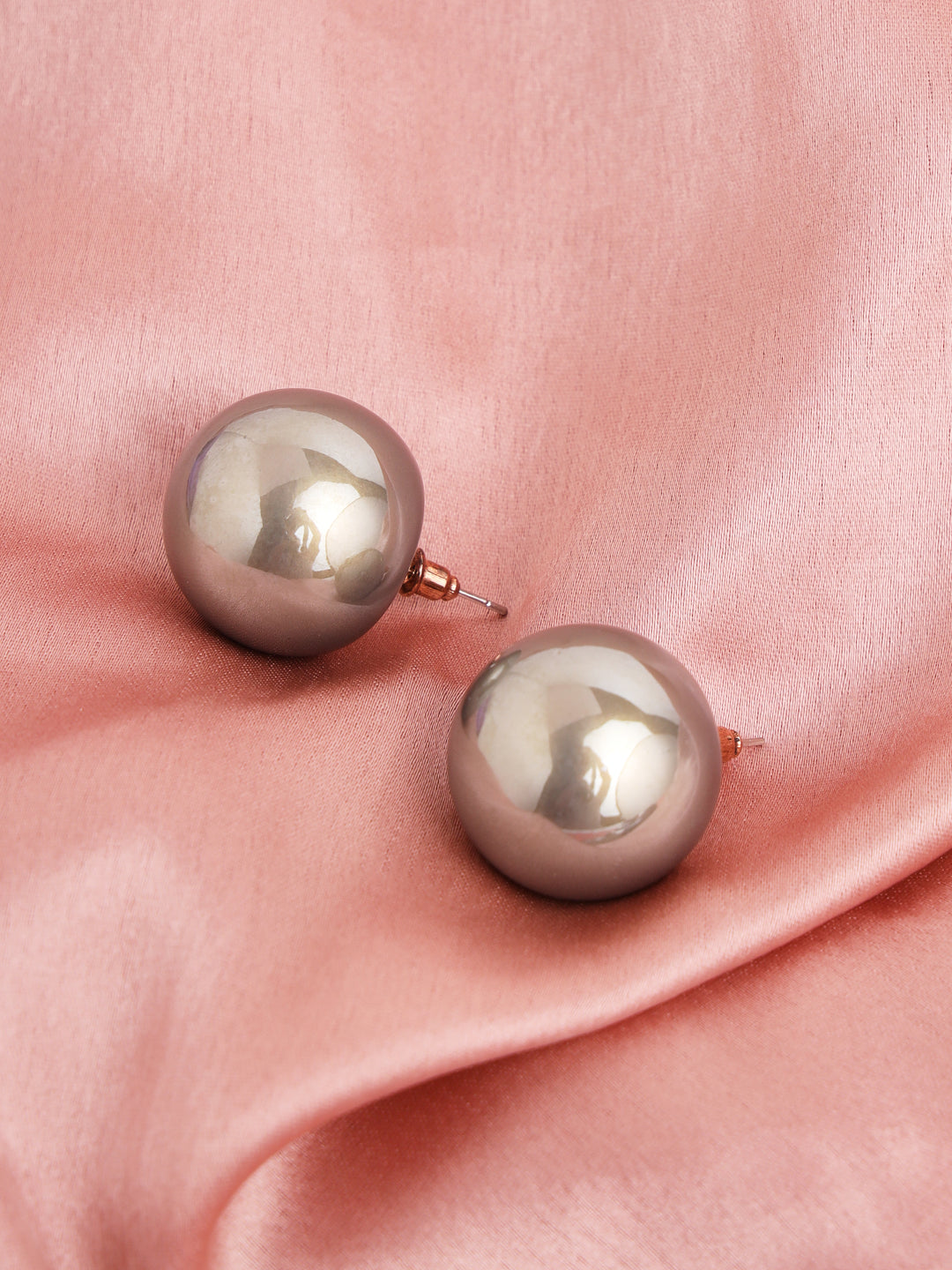 Prita by Priyaasi Grey Pearl Sphere Oversized Silver-Plated Earrings