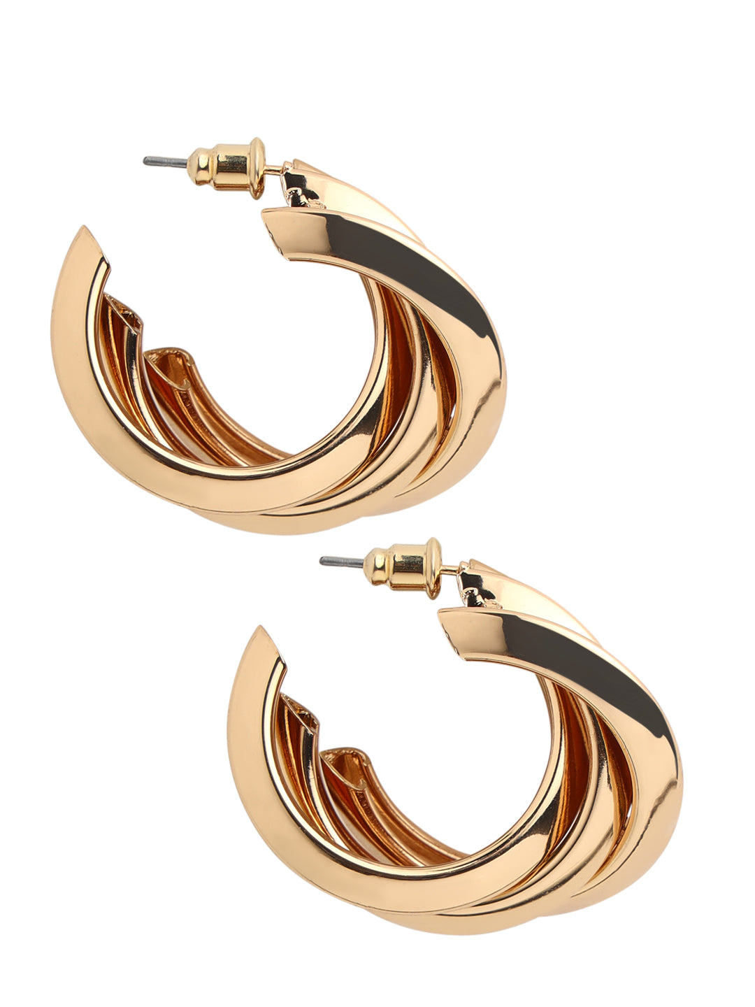 Prita by Priyaasi Golden Twisted Ring Gold-Plated Half-Hoop Earrings