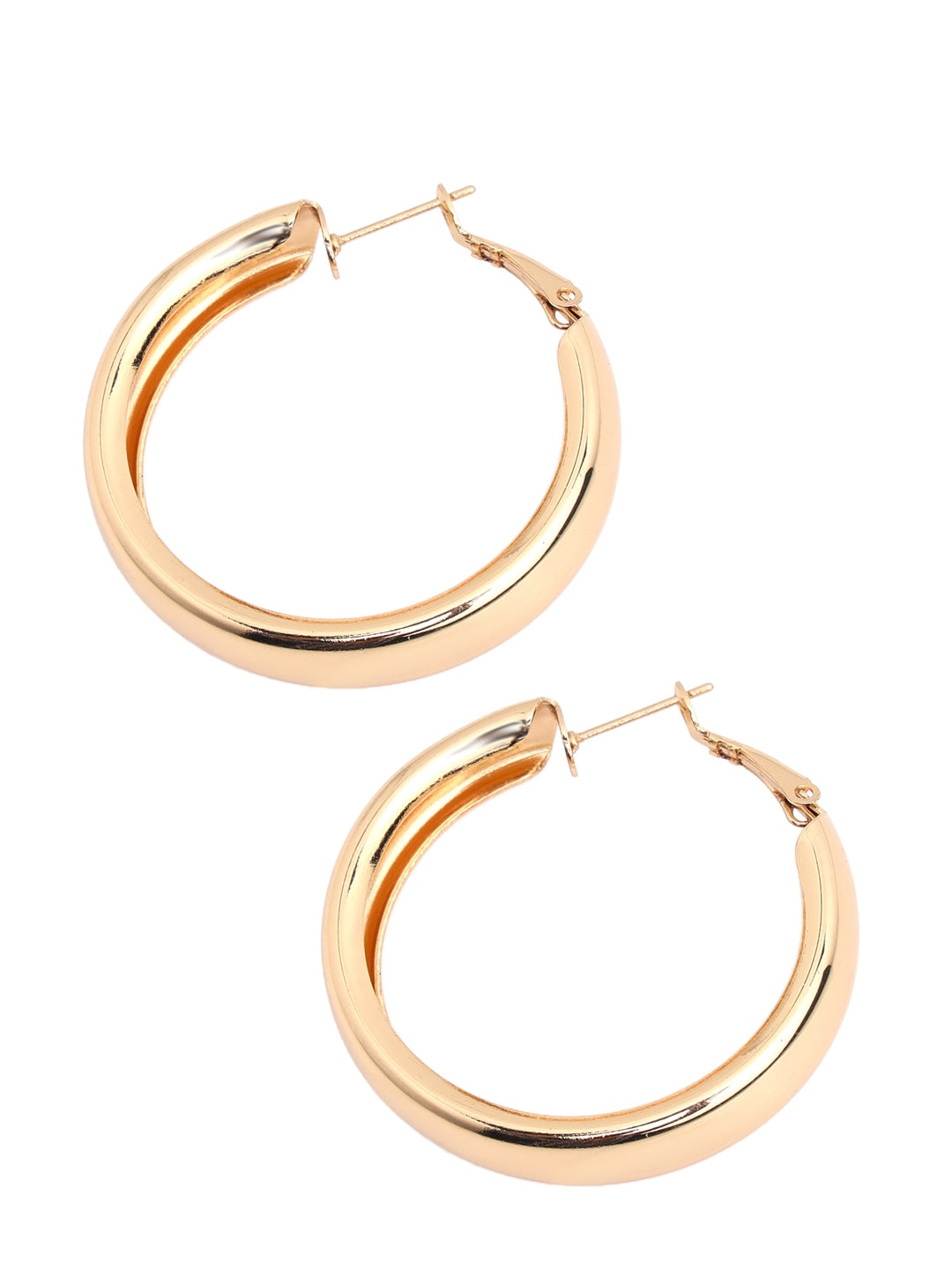 Prita by Priyaasi Glossy Golden Round Gold-Plated Hoop Earrings