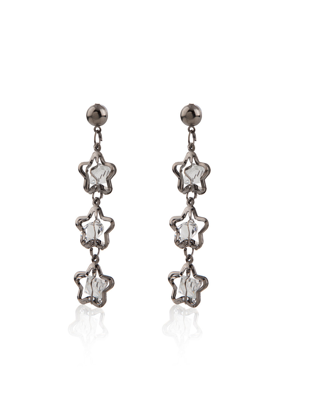 Prita by Priyaasi Gun Metal Stone Studded Earring Set