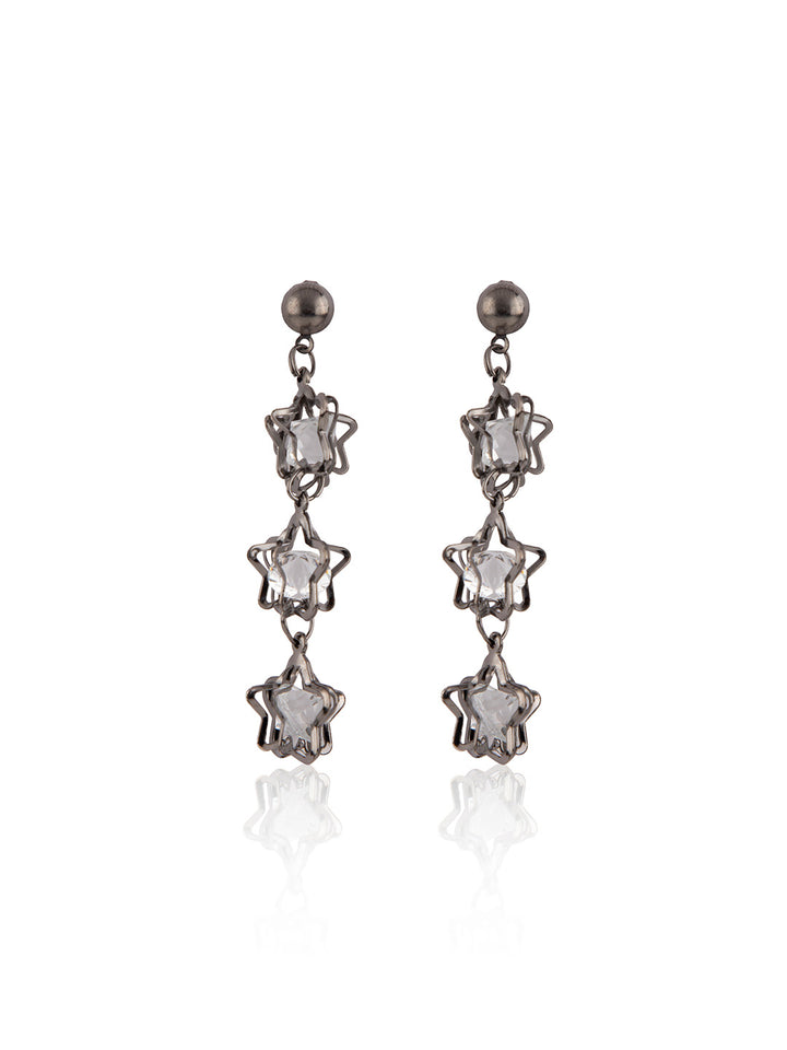 Prita by Priyaasi Gun Metal Stone Studded Earring Set