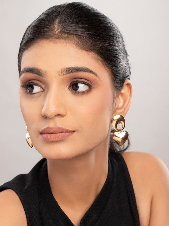 Prita by Priyaasi Gold Plated Chunky Heart Drop Earrings