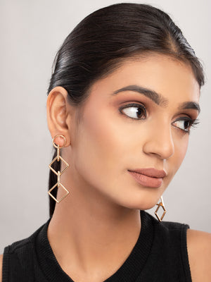 Prita by Priyaasi Gold Plated Geometric Drop Earrings